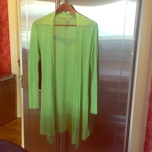Long, lightweight, lime green sweater